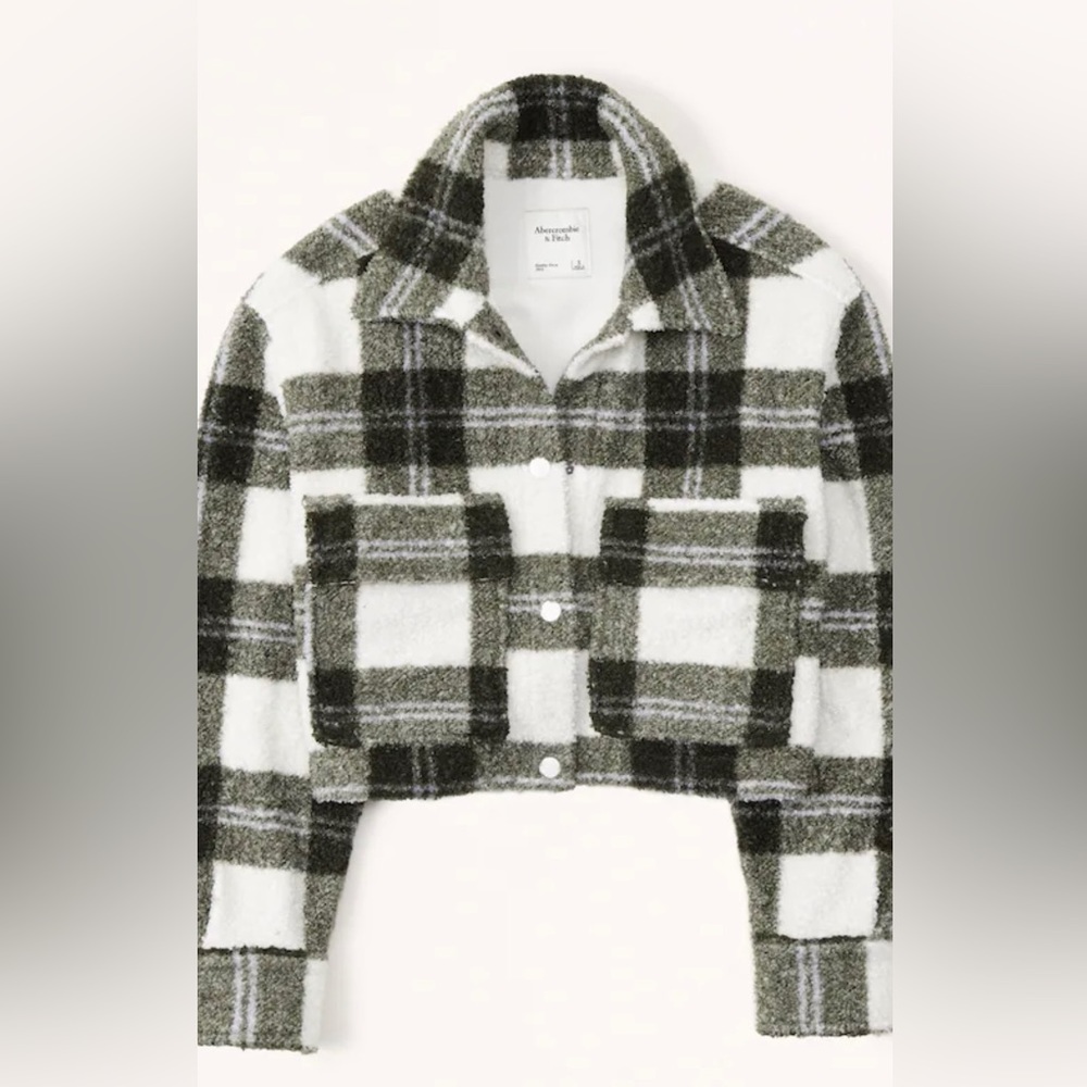 Abercrombie & Fitch Cropped Sherpa Shirt Jacket Sz XS